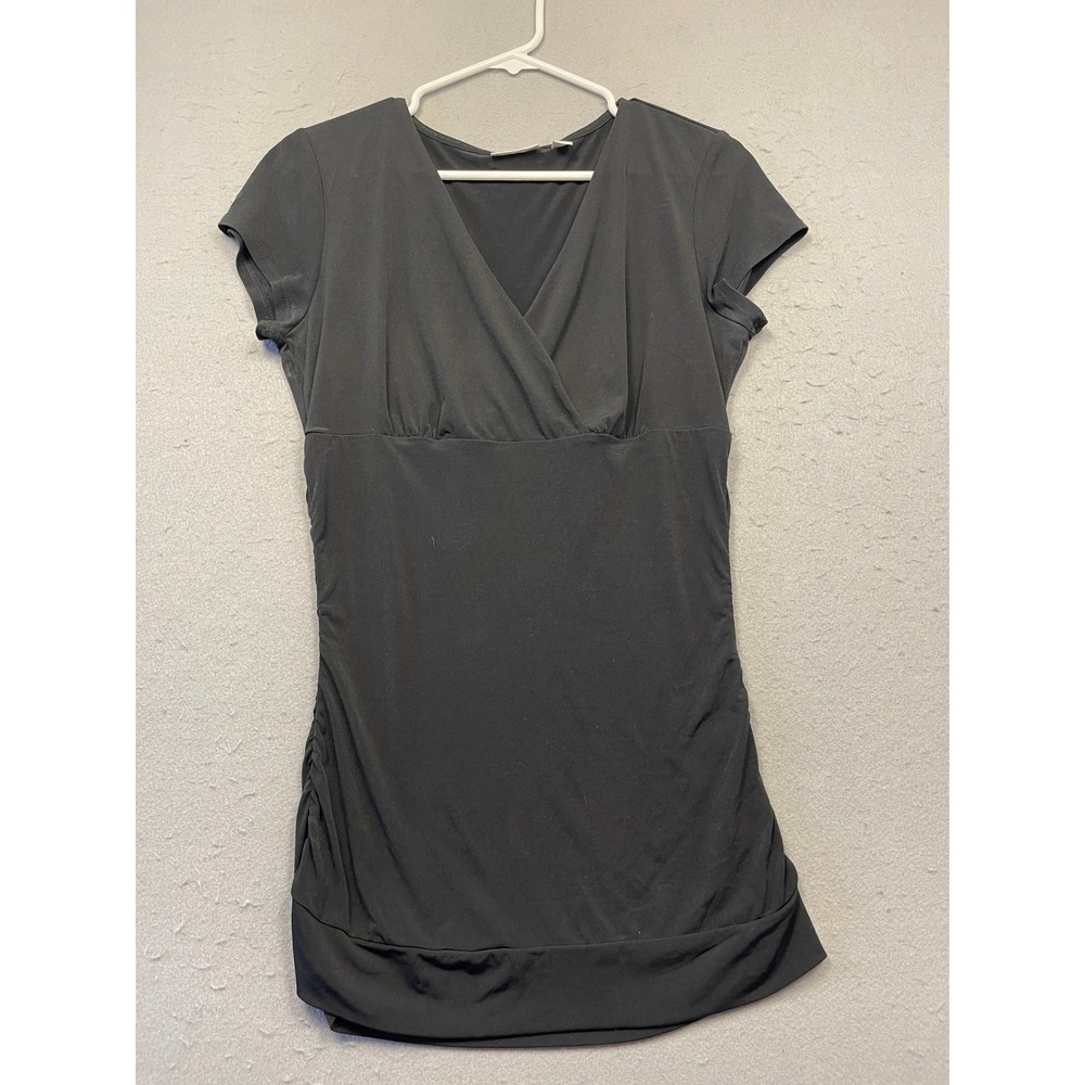 New York & Company Top Stretch Black Solid Medium Womens